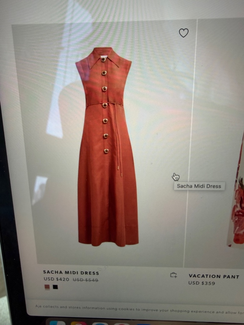 Australian Designer  Aje. Button-Front Maxi Dress in Rust